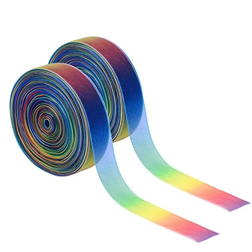 Shappy 1 Inch Rainbow Organza Ribbon Shimmer Sheer Rainbow Colors Ribbon...
