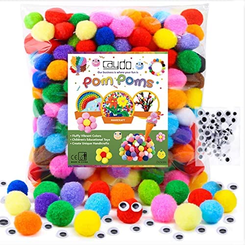 Caydo [400 pcs] - 300 Pieces 1 Inch Assorted Pompoms with 100pieces Wiggle...