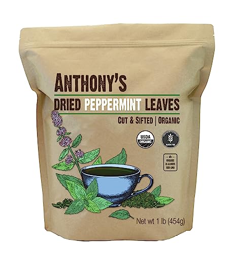 Anthony's Organic Peppermint Leaves, 1 lb, Gluten Free, Non GMO, Cut &...