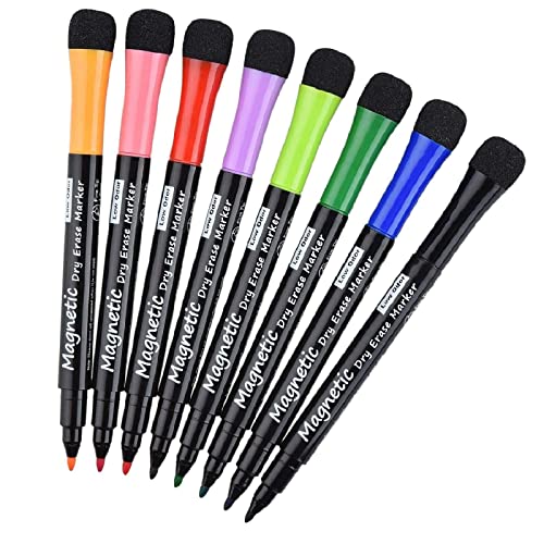 LivDeal Magnetic Dry Erase Markers - Fine Tip, Assorted Colors, 8 Pack, Low...