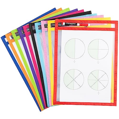 TYH Supplies 10 Pack Heavy Duty Dry Erase Pocket Sleeves | 10 x 14 Inch...