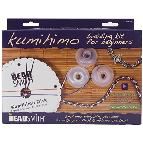 The Beadsmith Kumihimo Starter Kit – Includes Disk, Adhesive, Bobbins,...