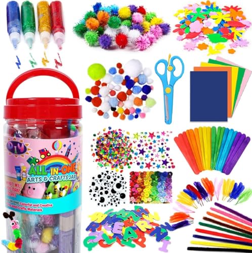 FUNZBO Arts and Crafts Supplies for Kids - Christmas Craft Kit with Glitter...