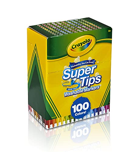 Crayola Super Tips Marker Set (100ct), Fine Point Washable Markers, Drawing...