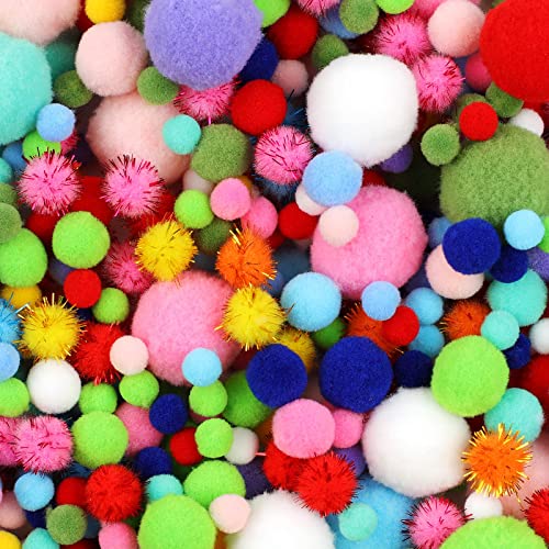 900 PCS Pom Poms, Multicolor Bulk Pom Poms Arts and Crafts, Soft and Fluffy...