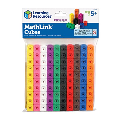 Learning Resources MathLink Cubes - Set of 100 Cubes, Ages 5+ Kindergarten,...