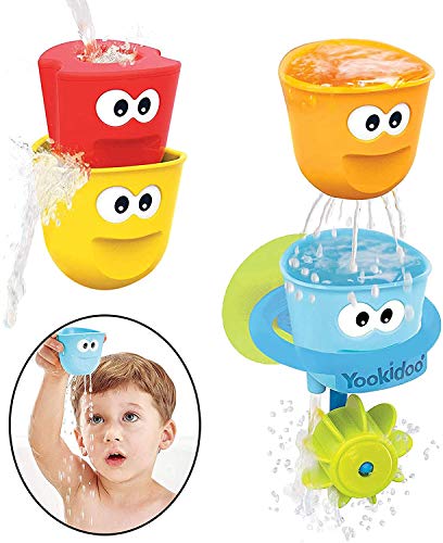 Yookidoo Baby Bath Toys - Fill 'N' Spill Set of Four Stackable Cups with...