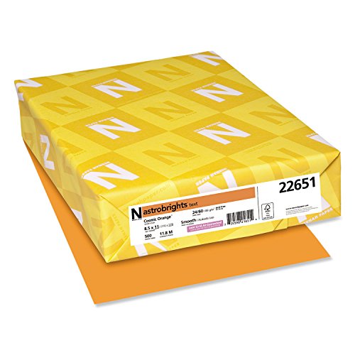 Neenah Paper 22651 Color Paper, 24lb, 8 ½ x 11, Cosmic Orange, 500 Sheets