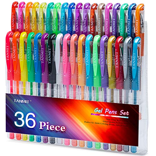 Gel Pens, 36 Colors Gel Pens Set for Adult Coloring Books, Colored Gel Pen...