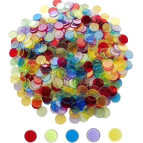Yuanhe 500 Pieces of ¾ inch Transparent Bingo Counting Chips for Bingo...