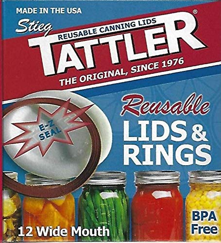 Authentic Tattler E-Z Seal Reusable Canning Lids - Wide Mouth - 1 Dozen...