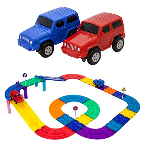 PicassoTiles 30 Piece Race Car Track Building Block Educational Toy Set...