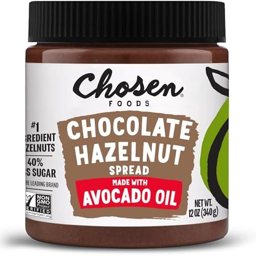 Chosen Foods Chocolate Hazelnut Spread made with 100% Pure Avocado Oil 12...