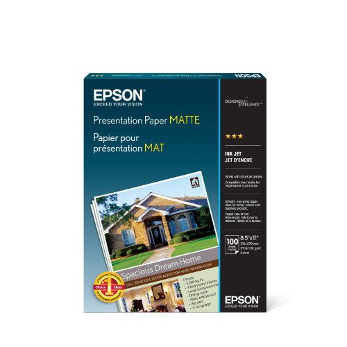 Epson S041062 Matte Presentation Paper, 27 lbs., Matte, 8-1/2 x 11 (Pack of...