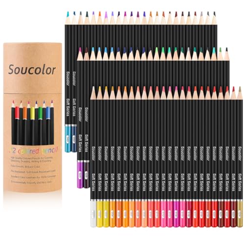Soucolor 72-Color Colored Pencils for Adult Coloring Books, Soft Core...