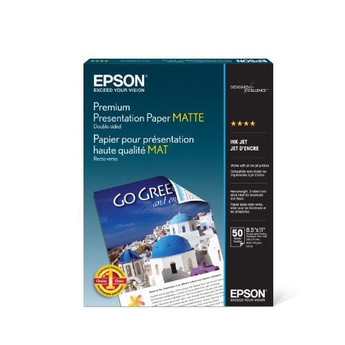 Epson Premium Presentation Paper MATTE (8.5x11 Inches, Double-sided, 50...