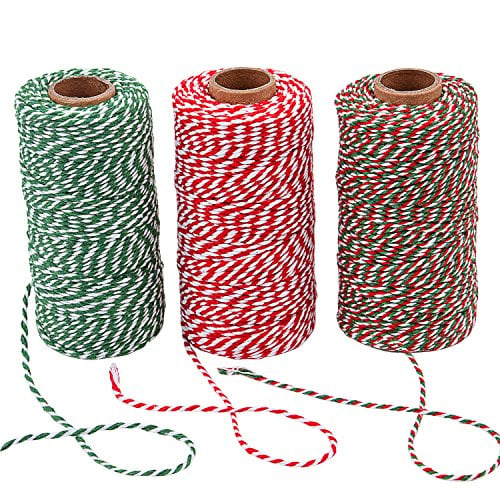 Sunmns 3 Roll Christmas Twine Cotton String Rope Cord for Gift Wrapping,...