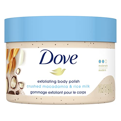 Dove Scrub Macadamia & Rice Milk Reveals Visibly Smoother Skin Body Scrub...