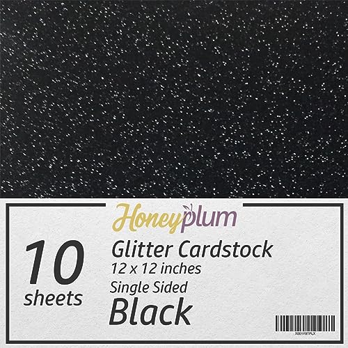 Black Glitter Cardstock - 10 Sheets Premium Glitter Paper - Sized 12" x 12"...