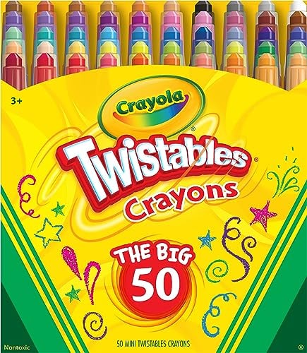 Crayola Mini Twistables Crayons (50 Ct), Kids Back To School Supplies, For...