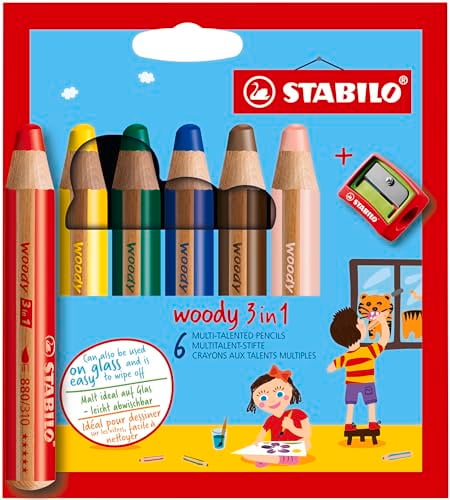 STABILO Multi-talented Pencil woody 3-in-1 - Wallet of 6 - Assorted Colors...