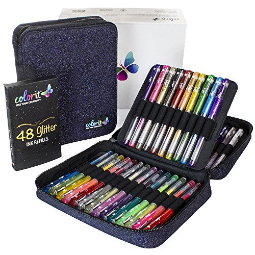 ColorIt Gel Pens For Adult Coloring Books 96 Pack - 48 Artist Premium...