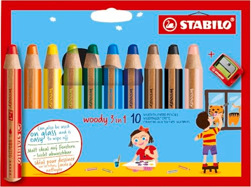 STABILO Woody 3 in 1 Pencil, 10 Count (Pack of 1), Assorted