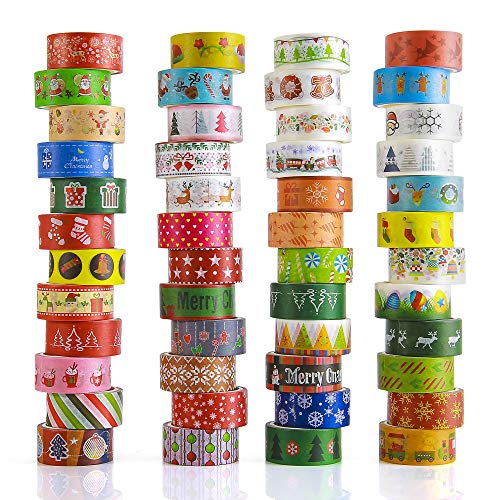 Christmas Washi Tapes 48 Rolls-15mm Wide Masking Tape Set Covering...