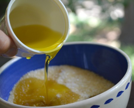 sugar and olive oil mixture for sugar scrub