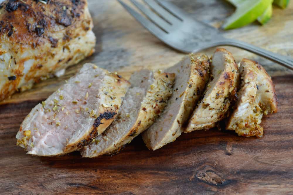 Sliced Roast mojo pork tenderloin