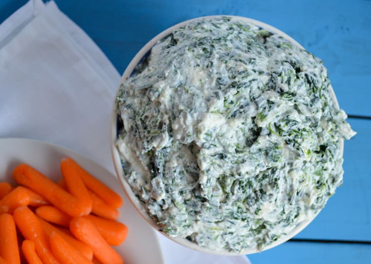 Greek yogurt spinach dip with carrots