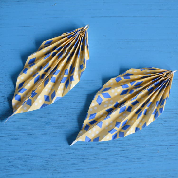 oragami leaf earrings pair 2
