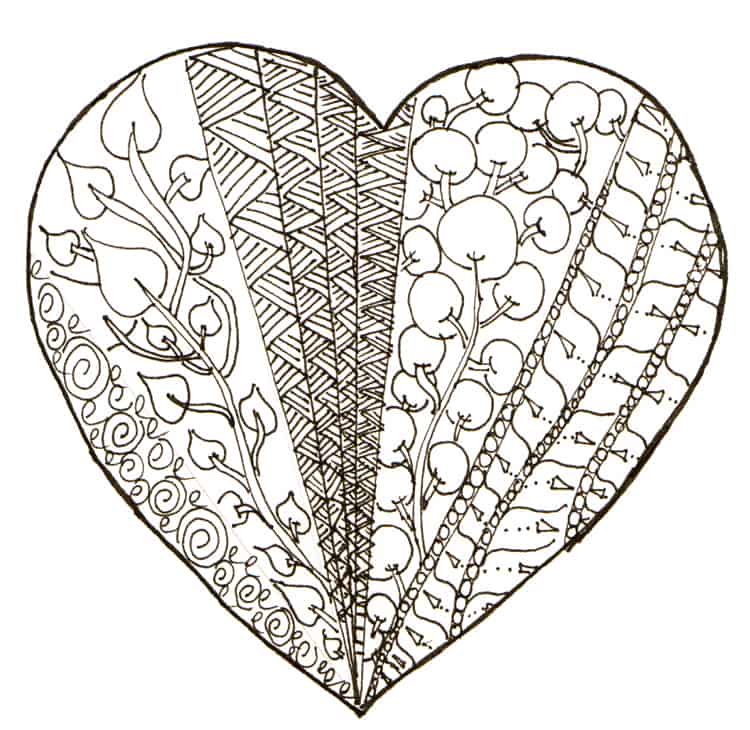 Valentine heart doodle printable 2