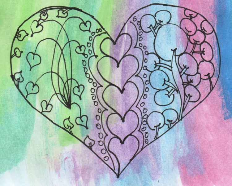 Valentine heart doodle printable