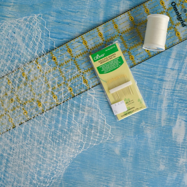 supplies for DIY bandeau veil_