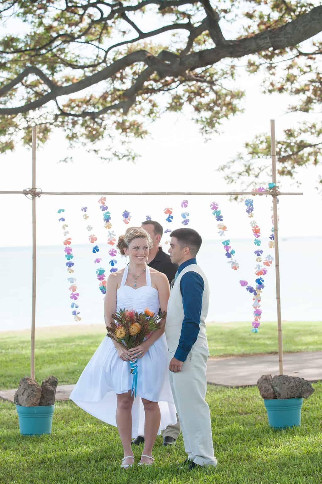 DIY bamboo wedding arch