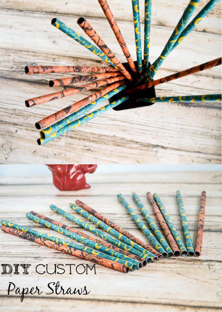DIY custom paper straws. Easy to make, inexpensive paper straws from any scrapbook paper!