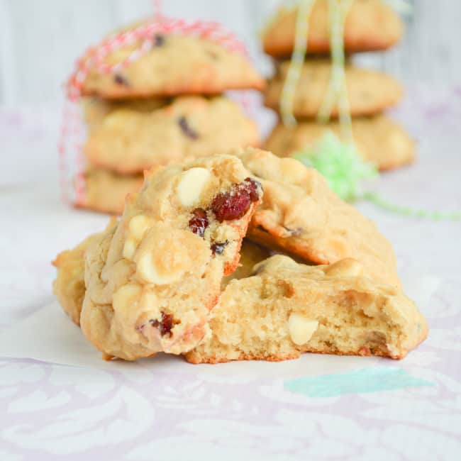 White Chocolate Cranberry cookies with cream cheese