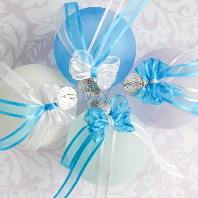 Frosted Beach Glass Ornaments with Easy Bows