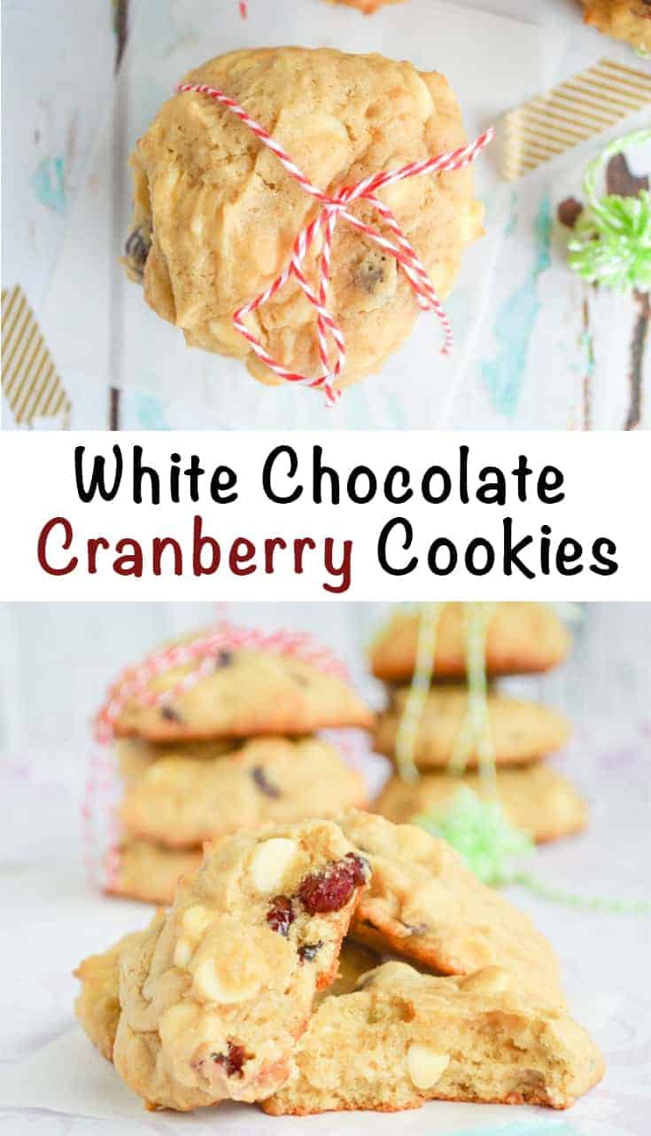 white chocolate cranberry cookies made with cream cheese