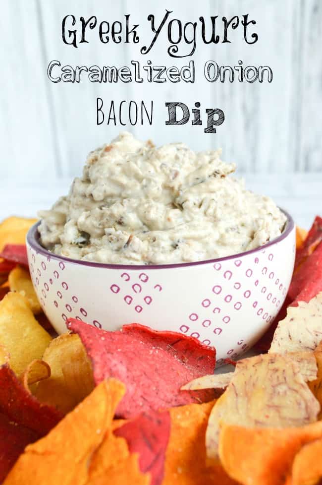 Greek Yogurt Caramelized Onion Bacon Dip (No Mayo!)