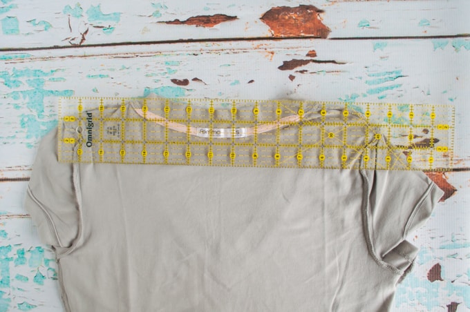 line ruler up with shoulder seams