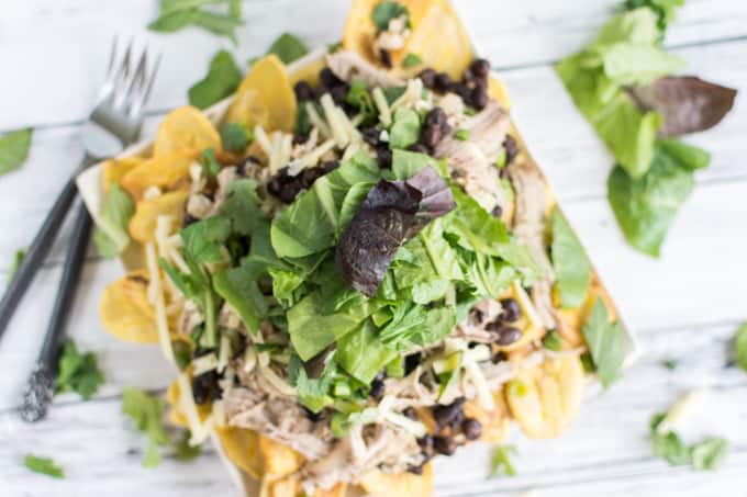 pork nachos with lettuce