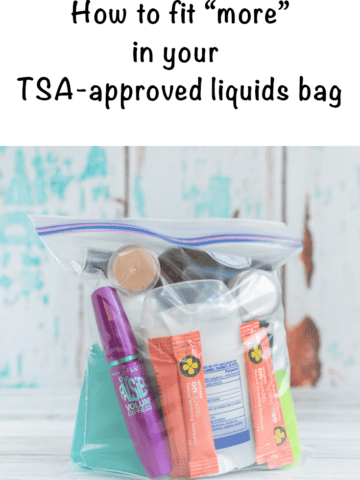 How to fit more in your TSA-approved liquids bag. These tips will help you make the most of your carry-on liquids allowance so you can avoid a checked bag and save money! #traveltips #protraveler