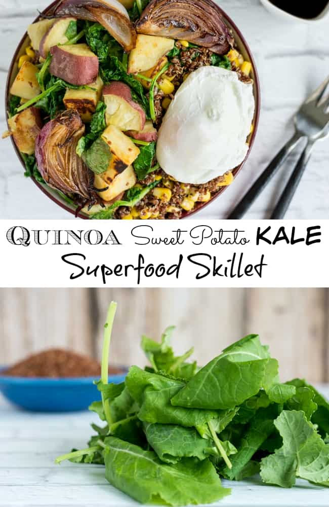 Quinoa Sweet Potato Kale Superfood Skillet Recipe - Vegetarian Friendly