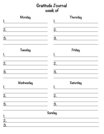 simple gratitude journal template free printable