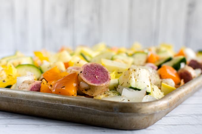 oven roasting veggies for weekly meal prep