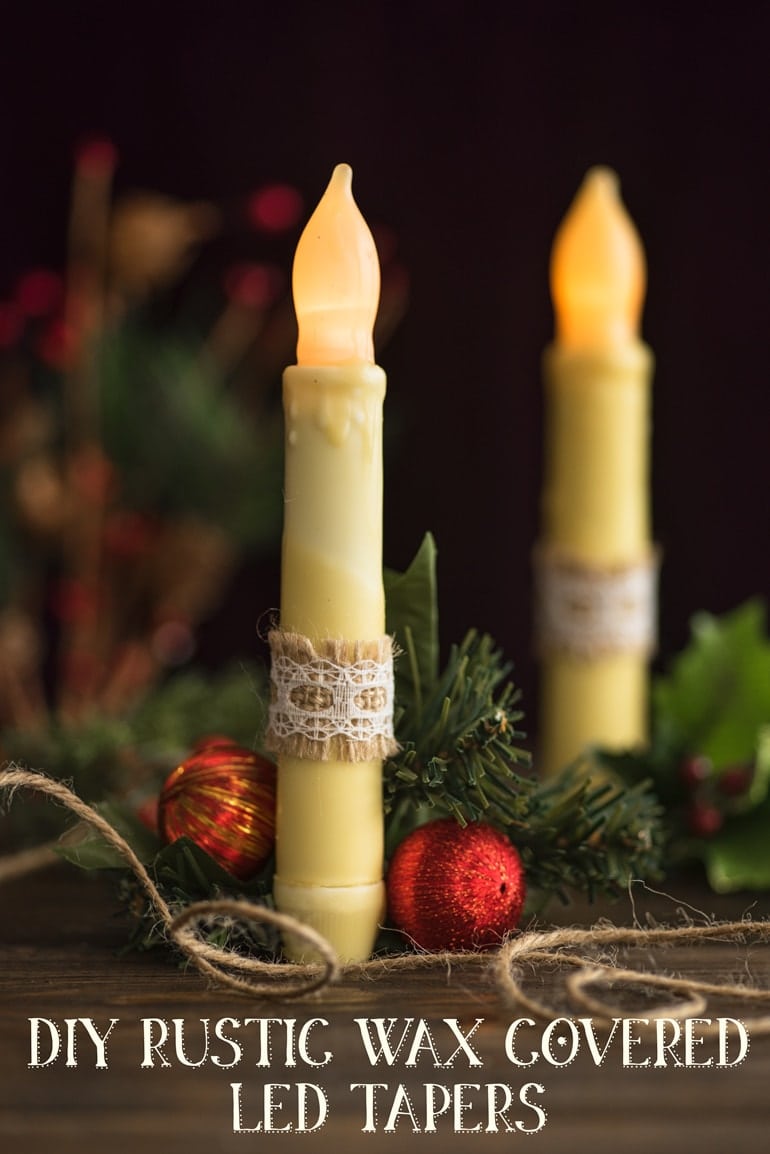 DIY Rustic Wax Covered LED Taper Candles - The Artisan Life