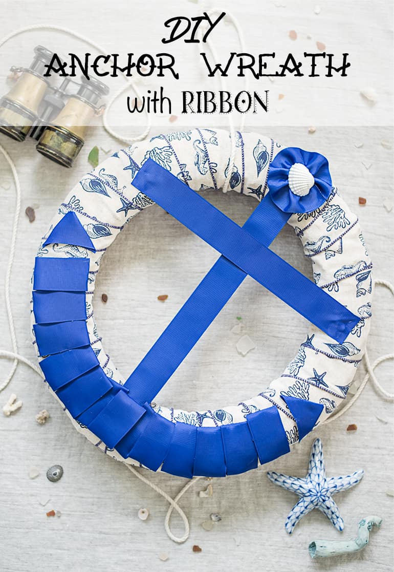 DIY anchor wreath with ribbon