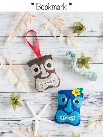 Felt TIki Ornament Brooch and Bookmark Tutorial and Pattern
